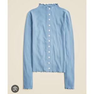 J. Crew Perfect rib Cardigan Top  in Blue size Large